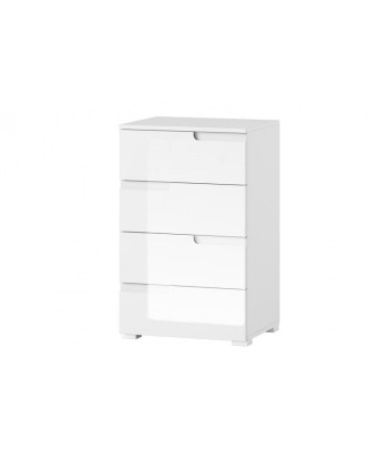 Meuble bois et MDF 4 tiroirs Small Gabrielle 2 Blanc, l50xA40xH80 cm la chaussure