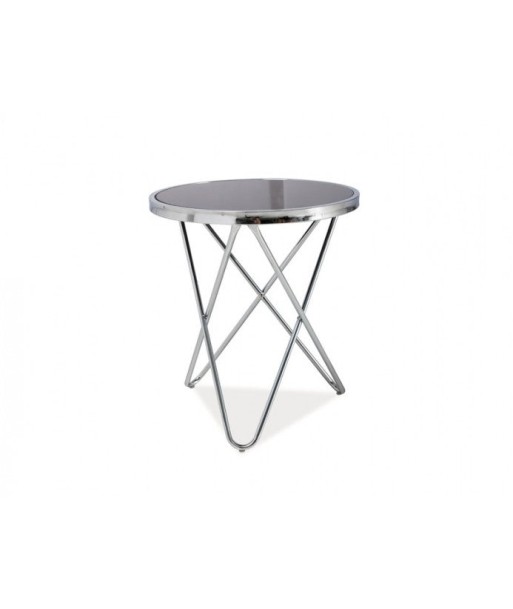 Table basse en verre et métal Fabia C Noir / Chrome, Ø45xH50 cm pas chere