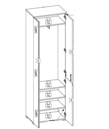 Palette et armoire MDF avec 2 portes et miroir Gabrielle 22 Blanc, l60xA40xH198 cm 2023