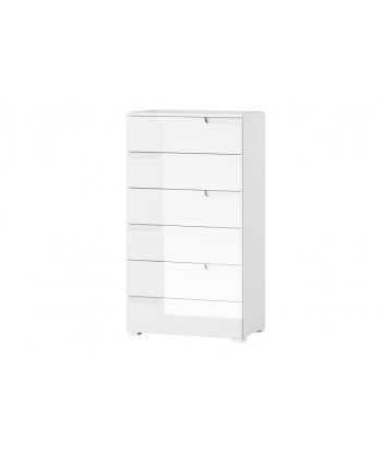 Meuble bois et MDF 6 tiroirs Gabrielle 3 Blanc, l65xA40xH119 cm soldes