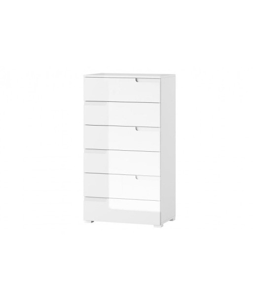 Meuble bois et MDF 6 tiroirs Gabrielle 3 Blanc, l65xA40xH119 cm soldes