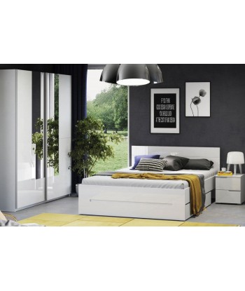 Armoire palette et MDF, avec 2 portes coulissantes et miroir Gabrielle 30 Blanc, l164xA63xH216 cm Véritable concentré