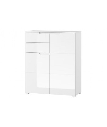 Meuble en bois et MDF, avec 2 tiroirs et 2 portes Gabrielle 7 Blanc, l100xA40xH119 cm la livraison gratuite