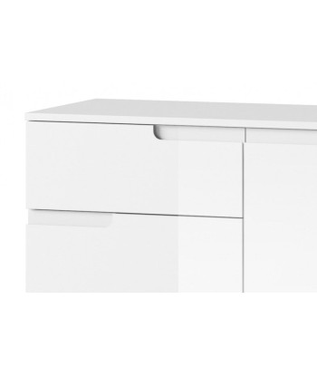 Commode en aggloméré et MDF, avec 4 tiroirs et 1 porte Gabrielle 5 Blanc, l100xA40xH80 cm rembourrage situé sous