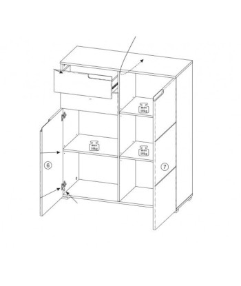 Meuble en bois et MDF, avec 2 tiroirs et 2 portes Gabrielle 7 Blanc, l100xA40xH119 cm la livraison gratuite