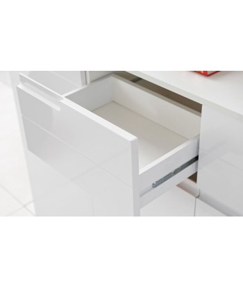 Commode en bois et MDF, avec 4 tiroirs et 2 portes Gabrielle 8 Blanc, l165xA40xH80 cm Toutes les collections ici