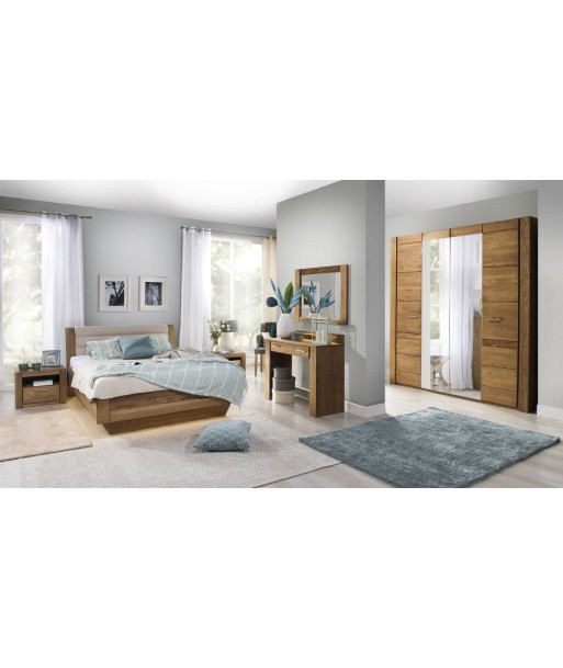 Mobilier de chambre en placage et aggloméré, avec lit 200 x 140 cm, 6 pièces Velours Chêne Rustique / Beige online