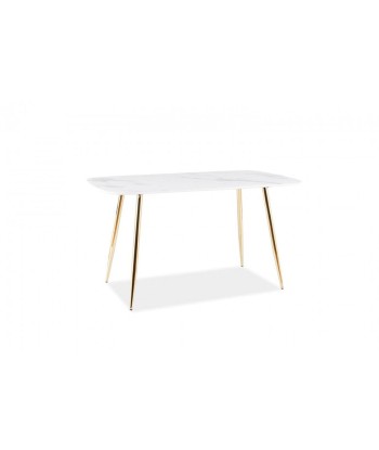 Table en MDF, verre et métal Ceres Blanc / Or, L140xl80xH75 cm Découvrez la collection