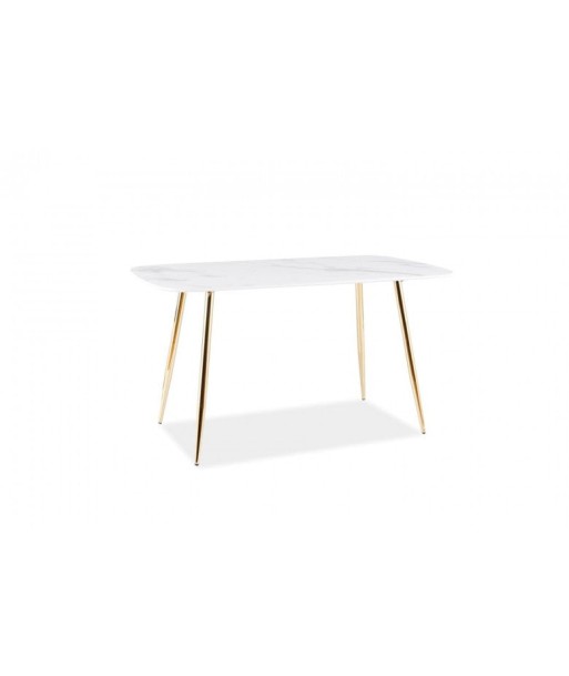 Table en MDF, verre et métal Ceres Blanc / Or, L140xl80xH75 cm Découvrez la collection