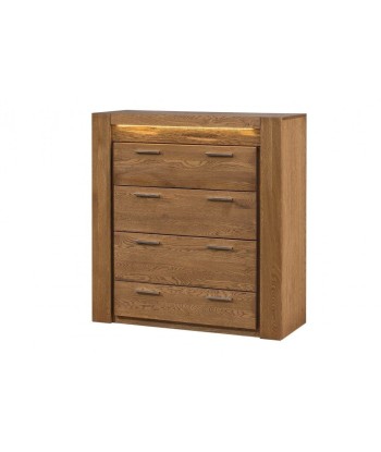 Commode en placage et palissandre, avec 4 tiroirs Velours 75 Chêne Rustique, l105xA42xH110 cm Jusqu'à 80% De Réduction