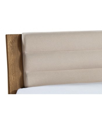 Lit coffre avec boîte de rangement, recouvert de tissu Velvet Beige / Rustic Oak offre 