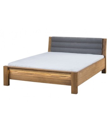 Lit en placage et aggloméré, recouvert de tissu Gris Velvet / Rustic Oak ou a consommer sur place