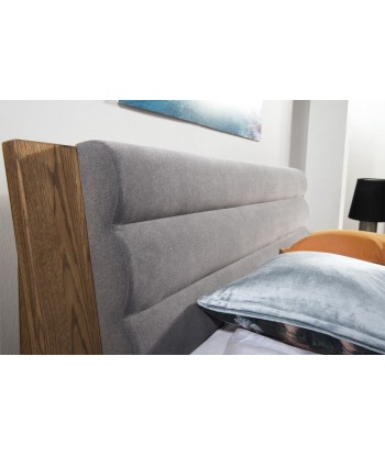 Lit en placage et aggloméré, recouvert de tissu Gris Velvet / Rustic Oak ou a consommer sur place