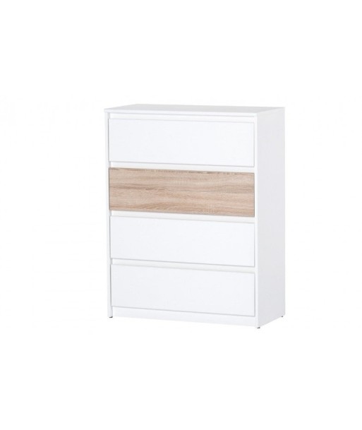 Armoire palette 4 tiroirs Venice 07 Blanc / Chêne Sonoma, l80xA38xH104 cm À commander