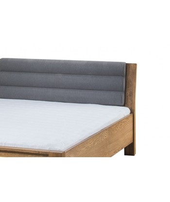 Lit en placage et aggloméré, recouvert de tissu Gris Velvet / Rustic Oak ou a consommer sur place