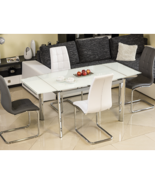 Table extensible en verre GD-020, Blanc / Chrome, L120-180xl80xH76 cm vous aussi creer 