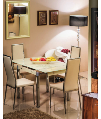 Table extensible en verre GD-082, Crème, L80-131xl80xH75 cm Comparez et commandez 