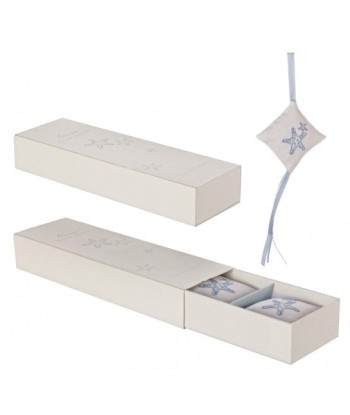 Lot de 3 sachets parfumés et coffret cadeau Ocean Blanc / Bleu, L26xl8,5xH4,5 cm paiement sécurisé