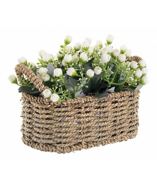 Composition décorative avec plantes artificielles Kalanchoe Blanc / Naturel L23,5xl12,5xH17 cm livraison et retour toujours gratuits