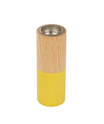 Bougeoir jaune / Natural Block en bois, Ø6xH16 cm vente chaude votre 