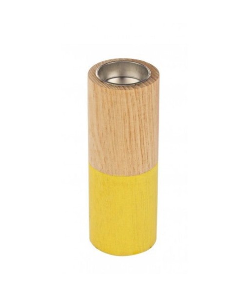 Bougeoir jaune / Natural Block en bois, Ø6xH16 cm vente chaude votre 