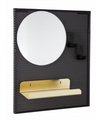 Miroir déco avec étagère métal Noir Metric, l37xH31 cm votre restaurant rapide dans 