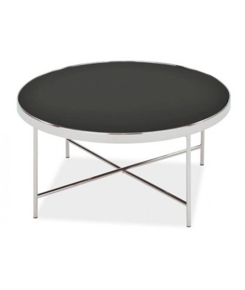 Table basse en verre et métal Gina B Noir / Chrome, Ø82xH40 cm livraison et retour toujours gratuits