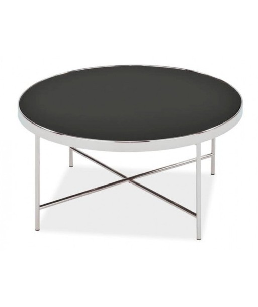 Table basse en verre et métal Gina B Noir / Chrome, Ø82xH40 cm livraison et retour toujours gratuits