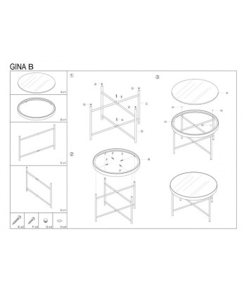 Table basse en verre et métal Gina B Noir / Chrome, Ø82xH40 cm livraison et retour toujours gratuits