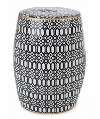 Tabouret en céramique Sphinx Arabe Blanc / Noir, Ø33xH46 cm Par le système avancé 