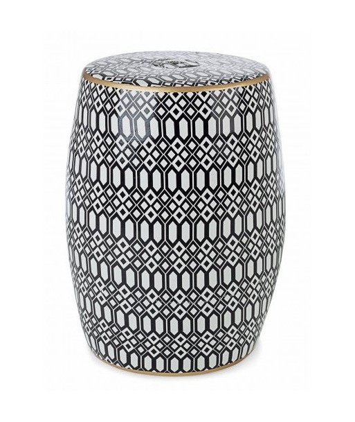 Tabouret en céramique Sphinx Arabe Blanc / Noir, Ø33xH46 cm Par le système avancé 