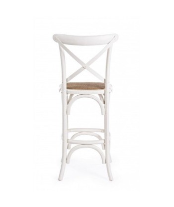 Tabouret de bar en bois d'orme avec assise en rotin Cross Blanc, l42xA46xH118 cm chez Cornerstreet bien 