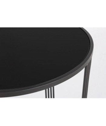 Set de 2 tables basses en verre et métal Afef Noir / Or, Ø42xH54,5 cm / Ø50xH60 cm destockage