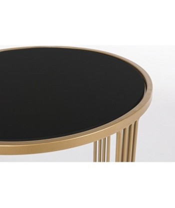 Set de 2 tables basses en verre et métal Afef Noir / Or, Ø42xH54,5 cm / Ø50xH60 cm destockage