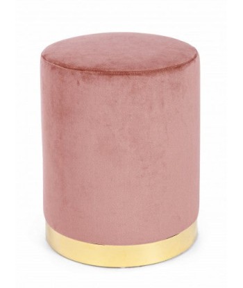 Tabouret rembourré avec tissu Lucilla Velvet Rose / Or, Ø35xH40 cm Paris Déstockage Promo