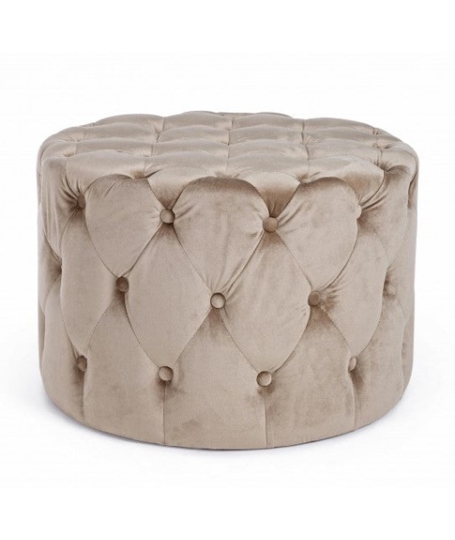 Tabouret rembourré en tissu Lorella Velvet Beige, Ø60xH42 cm meilleur choix