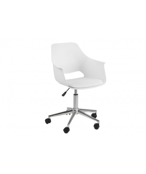 Chaise de bureau ergonomique en plastique et assise rembourrée en cuir écologique Ramona Blanc, l57xA52xH93 cm Jusqu'à 80% De Réduction