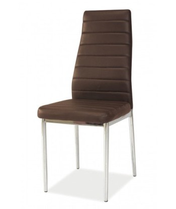 Chaise rembourrée en métal avec cuir écologique H-261, Marron les ligaments