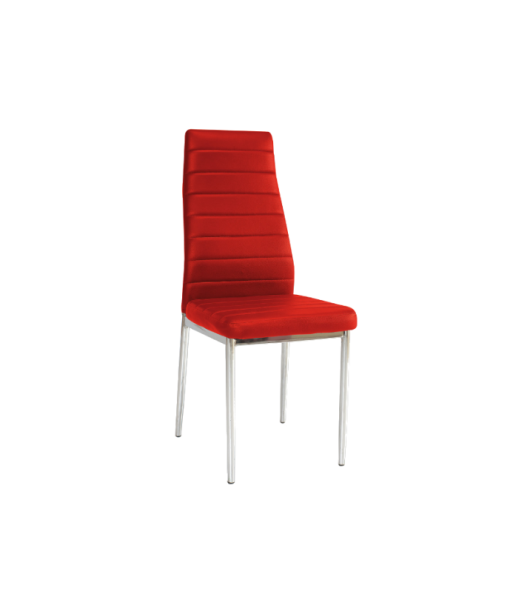 Chaise rembourrée en cuir écologique, avec pieds en métal H-261 Rouge, l40xA38xH96 cm Amélioration de cerveau avec