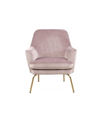 Fauteuil fixe rembourré avec tissu et pieds en métal Chisa Velvet Rose Foncé / Laiton, l74xA73xH83 cm Paris Déstockage Promo