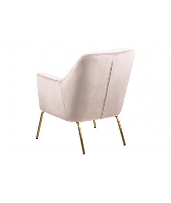 Fauteuil fixe rembourré avec tissu et pieds en métal Chisa Velvet Rose Foncé / Laiton, l74xA73xH83 cm Paris Déstockage Promo