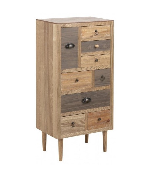 Meuble en MDF et placage, avec 9 tiroirs Thais Natural, l48xA32xH98 cm vente chaude votre 