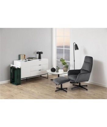 Fauteuil pivotant rembourré avec tissu + Tabouret Trafford Velours Gris foncé, l70xA122xH103,5 cm Les magasins à Paris et en Île-de-France