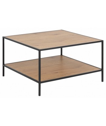 Table basse en châtaignier et métal Seaford Square Chêne / Noir, L80xl80xH45 cm prix