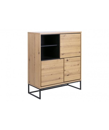 Armoire en placage et métal, avec 3 portes Chêne Dalarna / Noir, l102,2xA45xH124.7 cm Paris Déstockage Promo