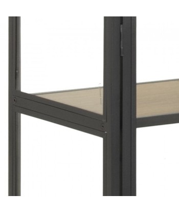 Vitrine métal et verre 2 portes Seaford Noir / Chêne, l77xA35xH185,6 cm ou a consommer sur place