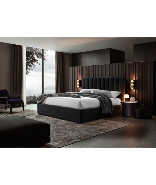 Lit coffre avec coffre de rangement, recouvert de tissu, Pierre Velvet, Anthracite pas cher chine