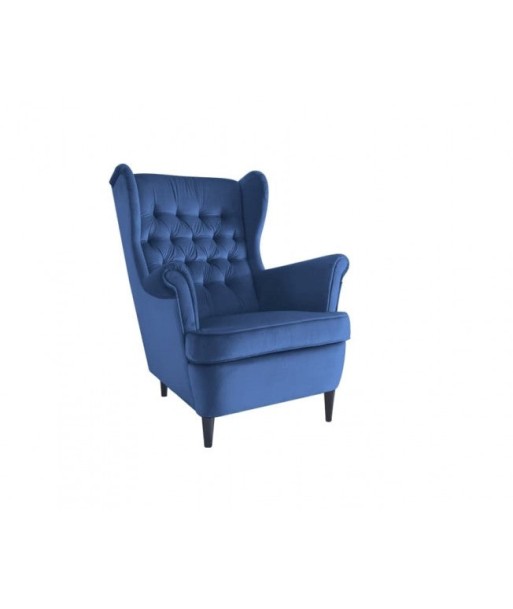 Fauteuil fixe tapissé de tissu et pieds en bois Harry Velvet Bleumarin / Wenge, l68xA90xH100 cm Economisez 