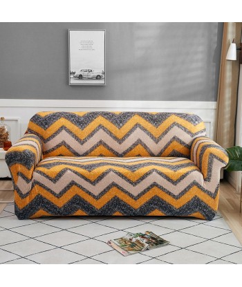 Housse de canapé élastique + 1 taie d'oreiller, Zig Zag A001, Gris / Orange de la marque