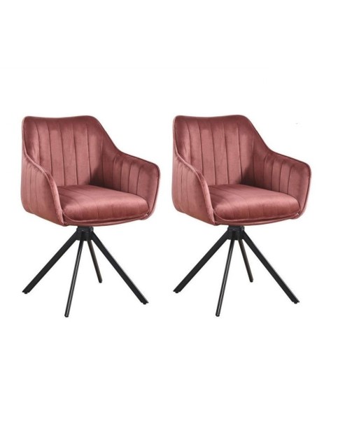 Lot de 2 chaises pivotantes rembourrées avec pieds en tissu et métal, Alex, Velours Rose / Noir, L45xl59xH86 cm shop